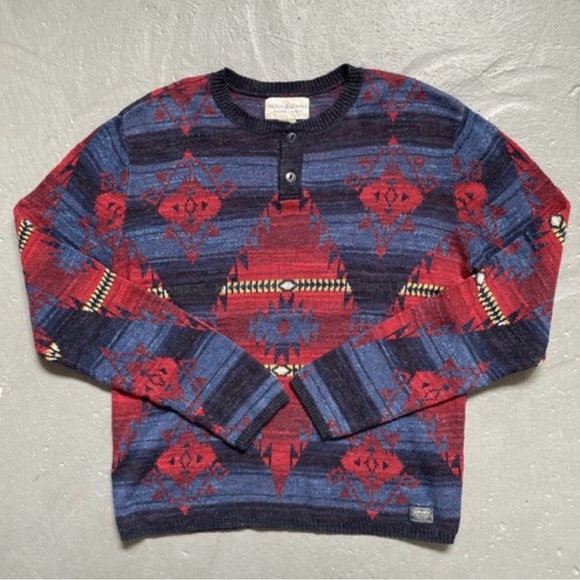 Vintage Ralph Lauren Denim & Supply Cotton Henley Sweater Aztec Southwestern - Picture 9 of 13
